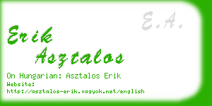 erik asztalos business card
